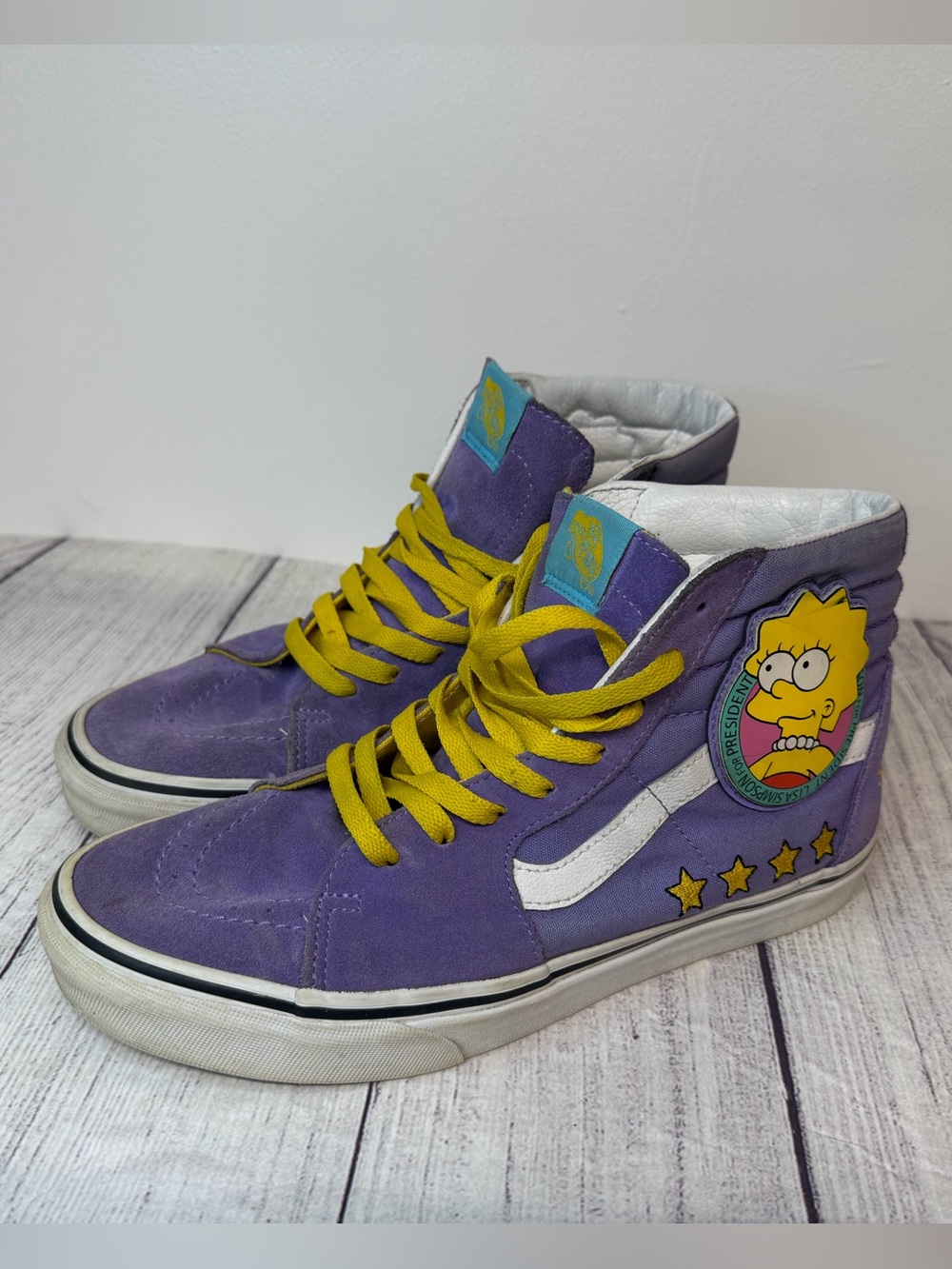 Vans Purple High-Top Sneakers with Yellow Laces